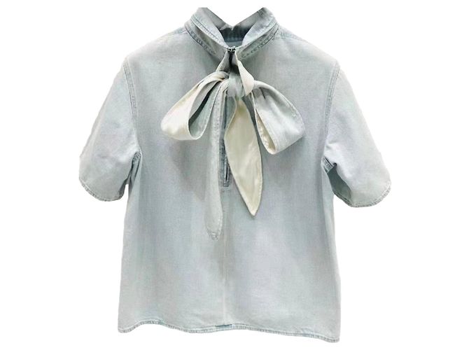 Top Chanel in cotone blu - vista 2