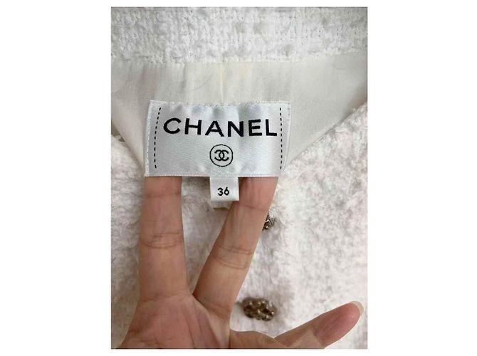 Top de Chanel en tweed blanco Talla 36 - vista 2
