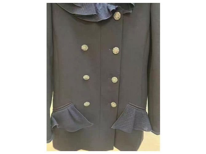 Chanel Navy Blue Wool Coat - view 2