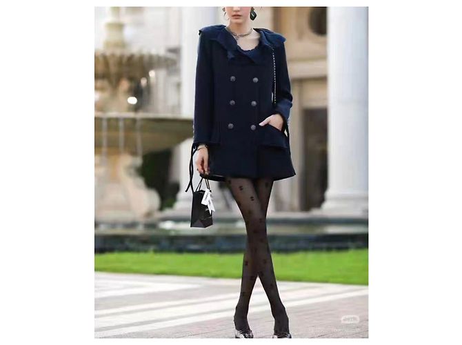 Chanel Navy Blue Wool Coat - view 5