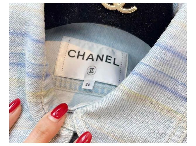 Gabardina Chanel azul de algodón - vista 4