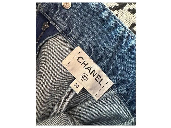 Saia Chanel de algodão azul - vista 4