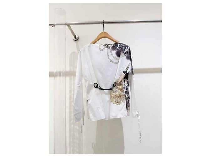 Top in cotone bianco Hermès - vista 2