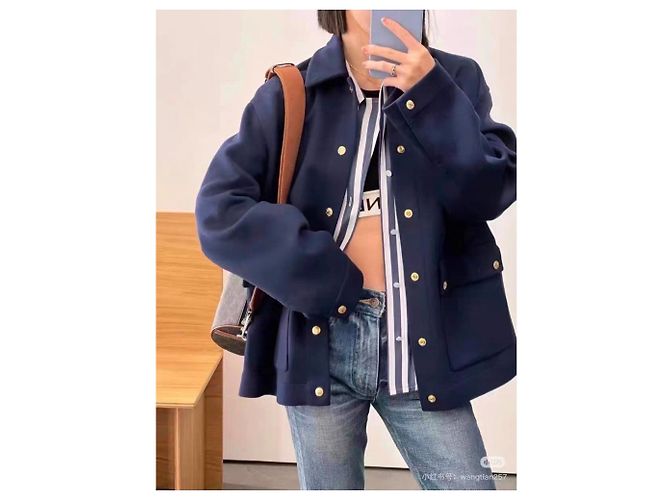 Céline Navy Blue Cashmere Jacket Size 34 - view 4