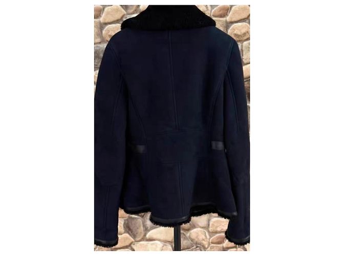 Cappotto Hermès in shearling blu navy taglia 38 - vista 2