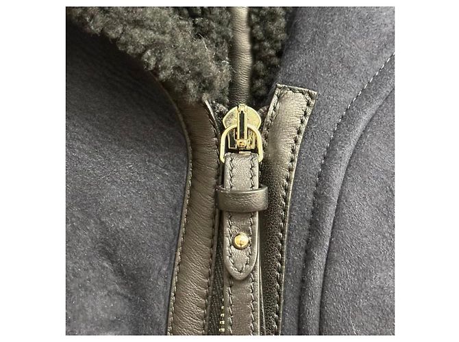 Cappotto Hermès in shearling blu navy taglia 38 - vista 3