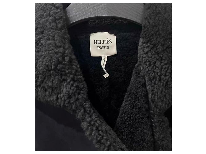Cappotto Hermès in shearling blu navy taglia 38 - vista 5
