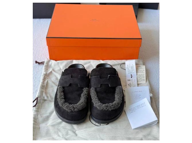 Sandali Hermès in pelle neri taglia 36 Nero - vista 2