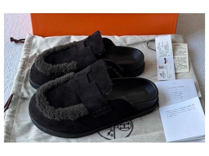 Sandali Hermès in pelle neri taglia 36 Nero - vista 3