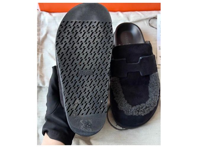 Sandali Hermès in pelle neri taglia 36 Nero - vista 4