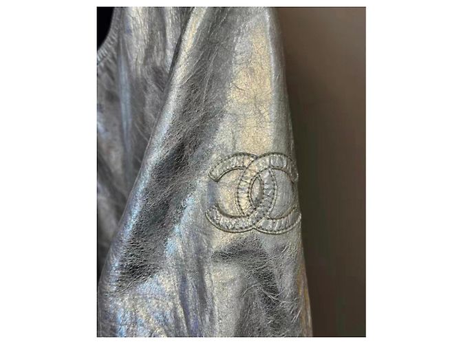 Chanel Lederjacken Silber - Ansicht 2