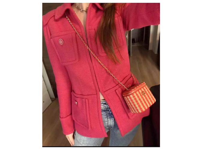 Giacca Chanel in tweed rosa taglia 46 - vista 6