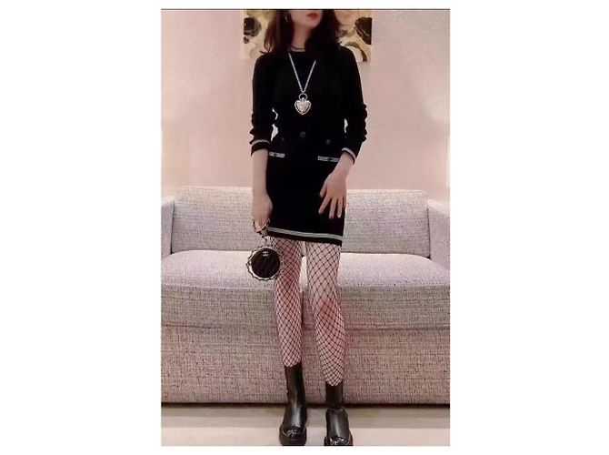 Abito Chanel in seta nera Nero - vista 4