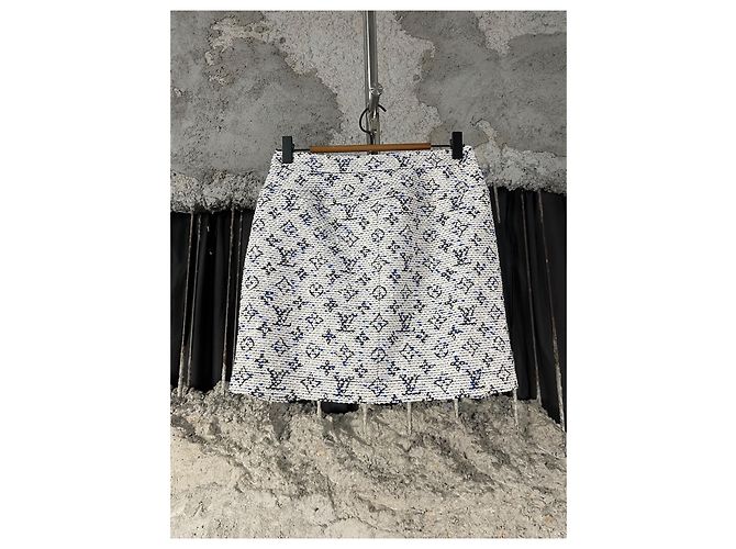 Jupe trapèze courte Louis Vuitton en tweed Monogram Multicolore - vue 2