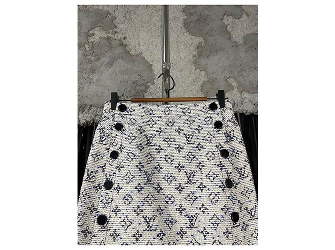 Jupe trapèze courte Louis Vuitton en tweed Monogram Multicolore - vue 3