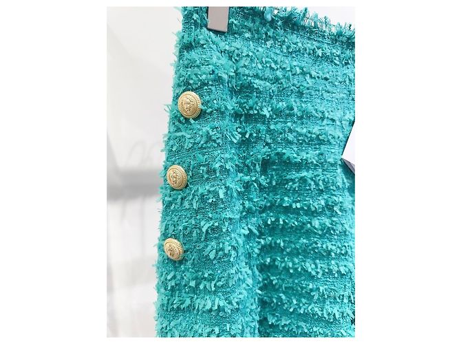 Short Gonna Balmain in Tweed Verde Multicolore - vista 2