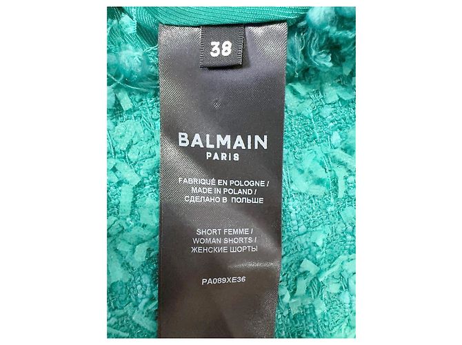 Short Gonna Balmain in Tweed Verde Multicolore - vista 5