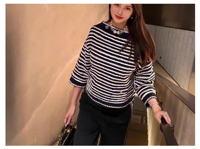 Prenda de punto Chanel de algodón azul marino - vista 8