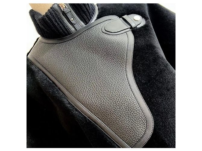Hermès Mantel Schwarz Lammfell Damen Größe 34 - Ansicht 2