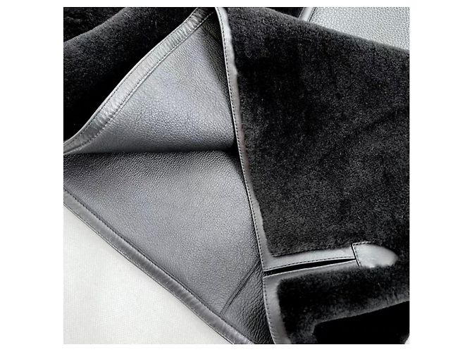 Hermès Mantel Schwarz Lammfell Damen Größe 34 - Ansicht 7