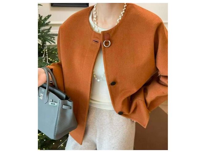Hermès Mantel Orange Kaschmir Größe 34 - Ansicht 2
