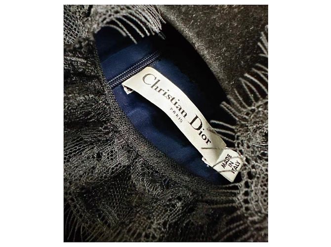 Autre Marque Dior Kleid aus Samt Navy Blau Marineblau - Ansicht 2