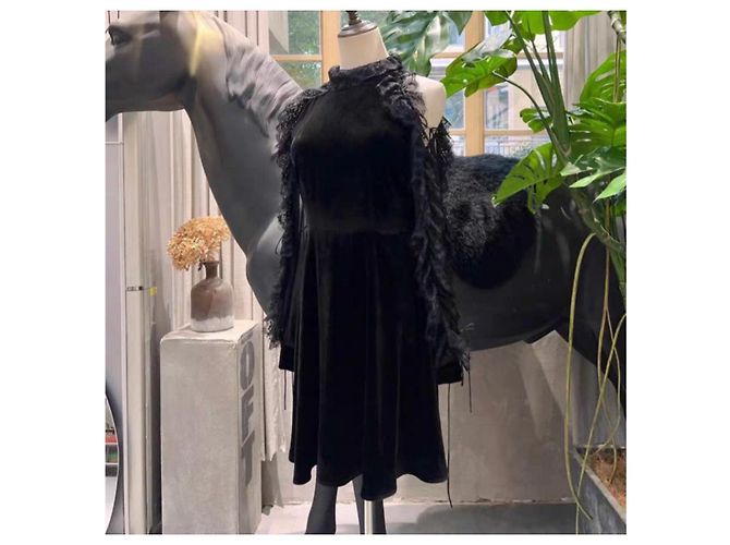 Autre Marque Dior Kleid aus Samt Navy Blau Marineblau - Ansicht 4