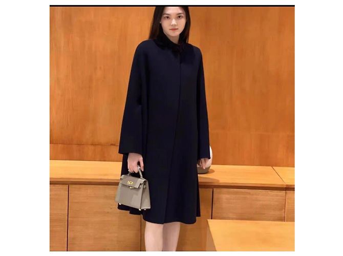 Autre Marque Dior Navy Blue Wool Coat - view 3