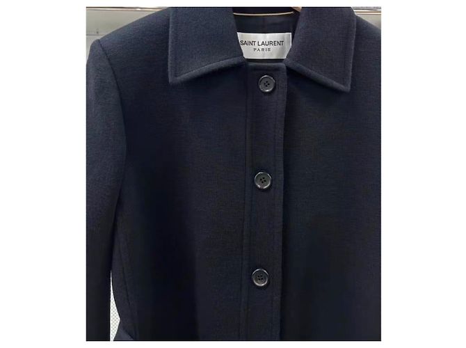 Autre Marque Saint Laurent Wollmantel Schwarz Größe 38 - Ansicht 3