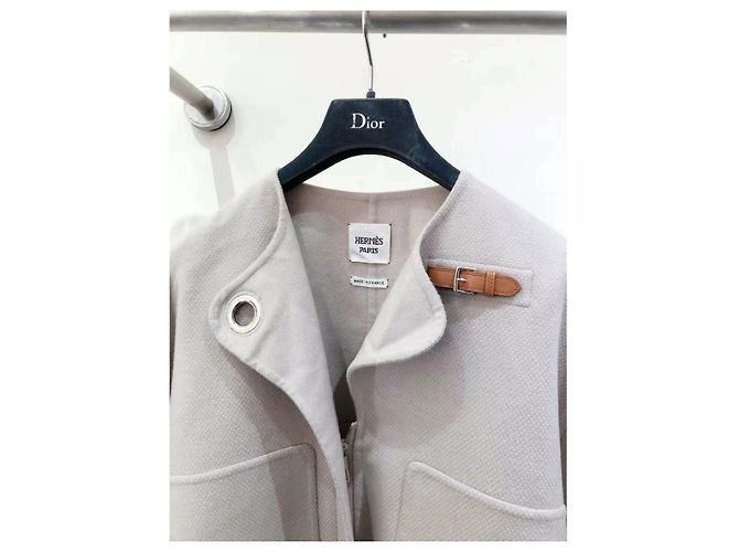 Abrigo Hermès de cashmere beige talla 38 - vista 3