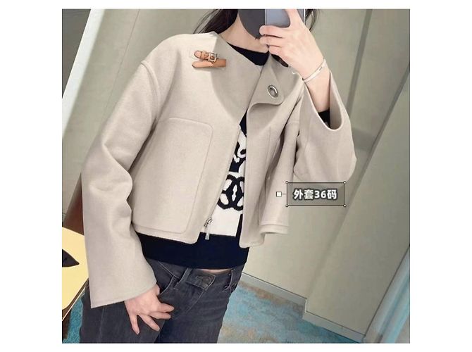 Abrigo Hermès de cashmere beige talla 38 - vista 6