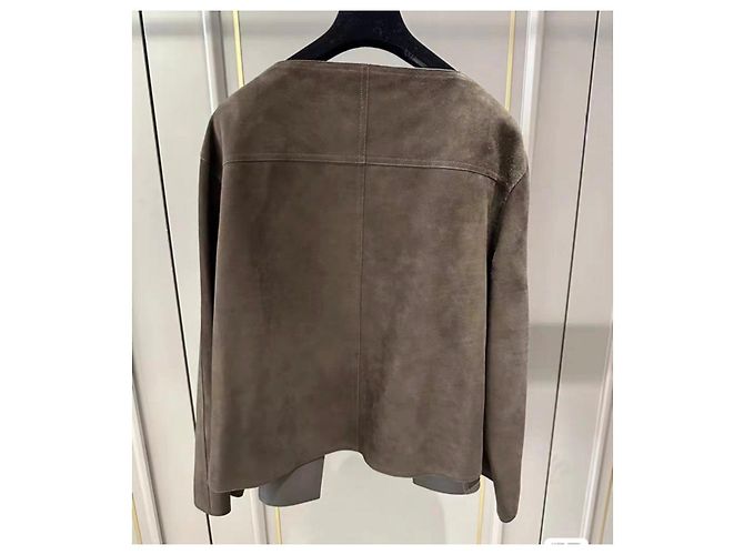 Hermès Leder Mantel Khaki Größe 38 - Ansicht 2