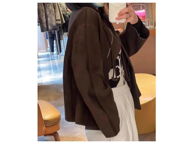 Hermès Leder Mantel Khaki Größe 38 - Ansicht 6