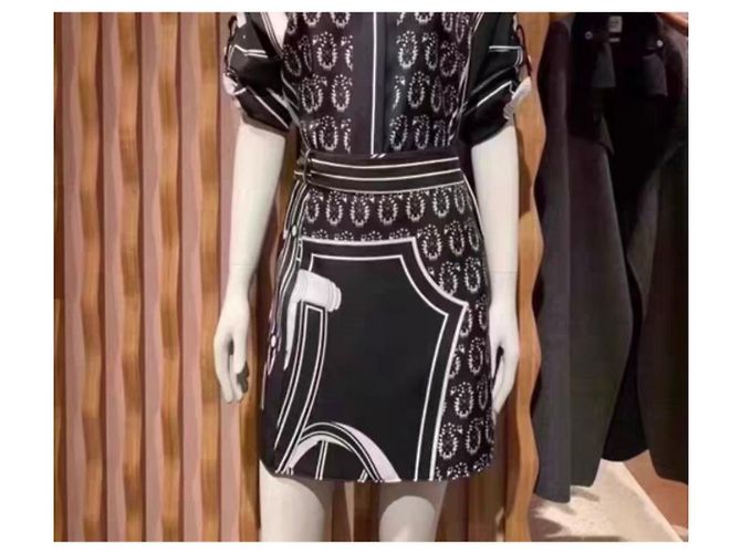 Falda Hermès de seda negra Negro - vista 3