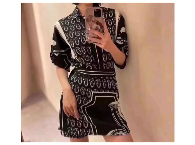 Falda Hermès de seda negra Negro - vista 5