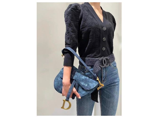 Malha Chanel de algodão preta Preto - vista 5