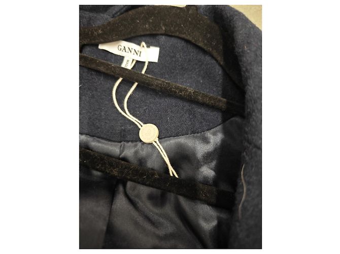 Ganni Wool Coat Navy Blue - view 3