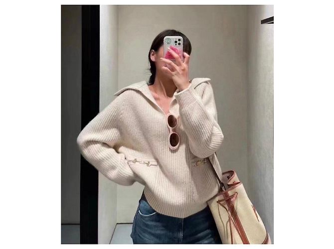 Pull en cachemire Céline beige - vue 6