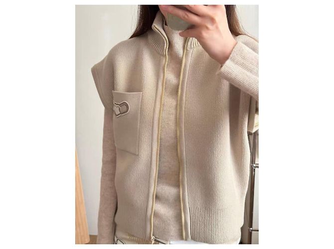 Hermès Wollmantel Beige Größe 34 - Ansicht 7