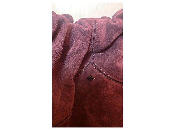 Ba&Sh Borsa a spalla in camoscio bordeaux con catena dorata Bordò - vista 10
