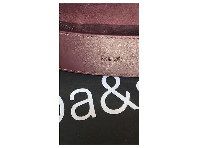 Ba&Sh Borsa a spalla in camoscio bordeaux con catena dorata Bordò - vista 12