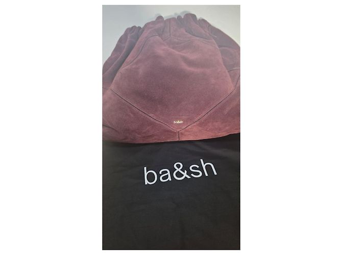Ba&Sh Borsa a spalla in camoscio bordeaux con catena dorata Bordò - vista 5