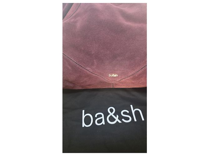 Ba&Sh Borsa a spalla in camoscio bordeaux con catena dorata Bordò - vista 6