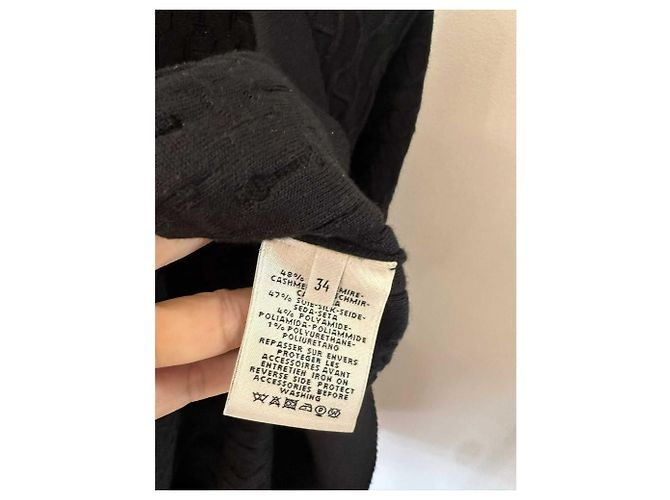 Hermès Strickwaren aus schwarzem Kaschmir 34 FR - Ansicht 5