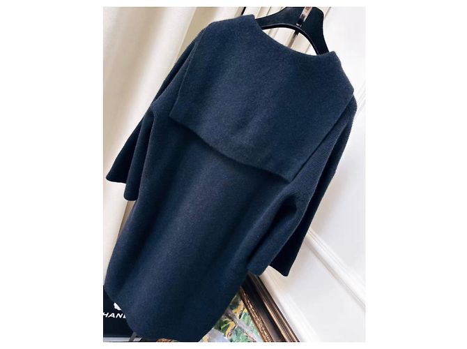 Chanel Kleid aus Kaschmir Navy Blau Marineblau - Ansicht 3