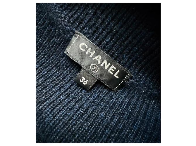 Chanel Kleid aus Kaschmir Navy Blau Marineblau - Ansicht 4