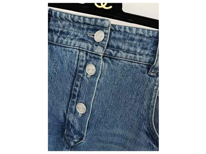 Falda Chanel de algodón azul talla 36 - vista 2