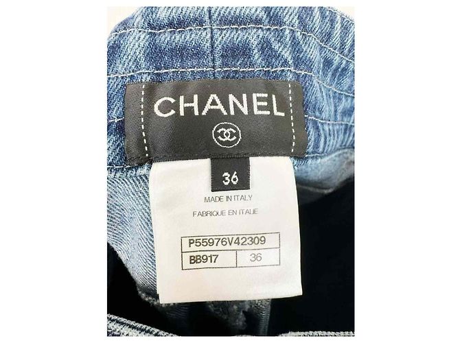 Falda Chanel de algodón azul talla 36 - vista 4