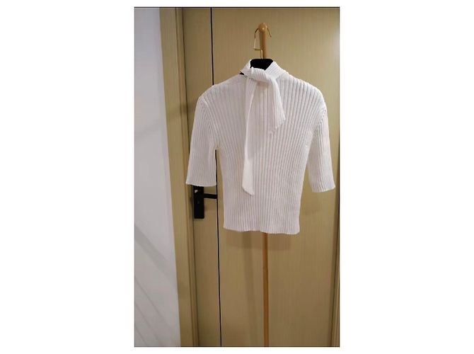 Chanel Strickpullover aus weißer Baumwolle - Ansicht 2