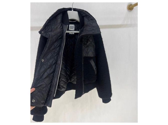 Abrigo Hermès Negro de Lana Talla 36 - vista 2